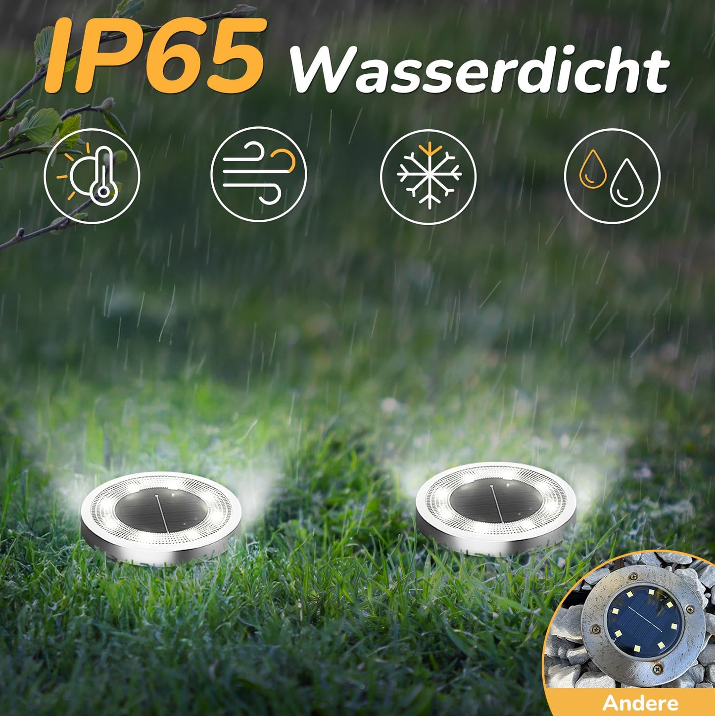 FLOWood solar floor lights outdoor, IP65 waterproof, cool white, 10 pieces - MNDMD