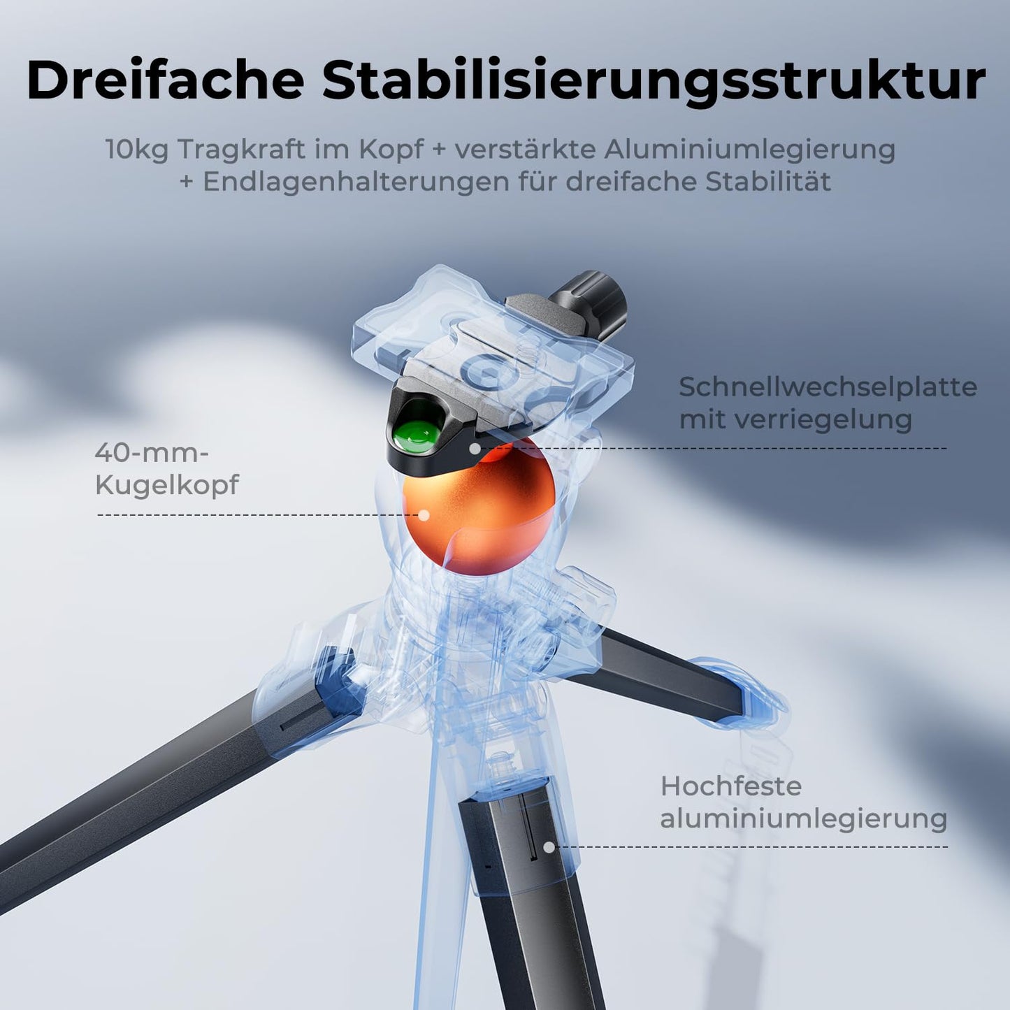 K&F CONCEPT Black Camera Tripod Mobile Phone Tripod, 187cm Camera Tripod, Tripod for Smartphone with Mobile Phone Tablet Holder, Aluminum Travel Tripod A305A1+BH-40 - A305A3+BH-40
