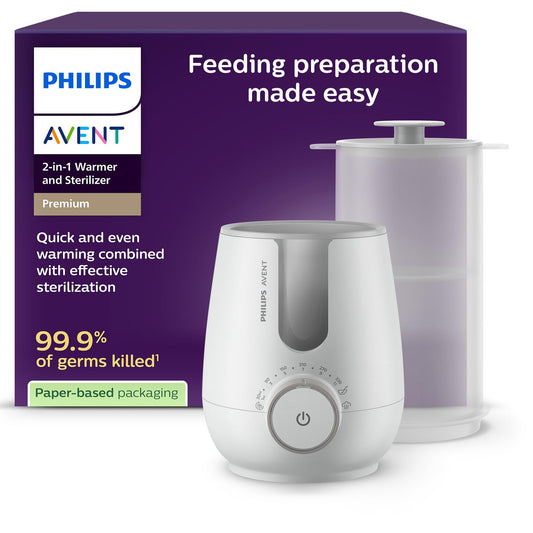 Philips Avent Premium 2-in-1 Bottle Warmer and Sterilizer – Warm water bath technology with hospital-grade standards, intelligent temperature sensor, prevents hot spots, SCF359/00
