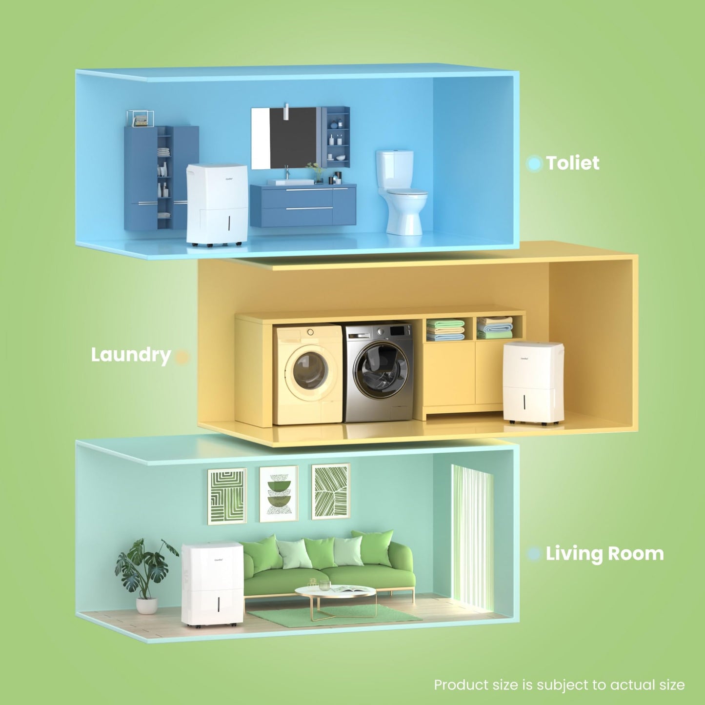 Comfee dehumidifier 16L, room size approx. 80m³ (32m²), smart mode, timer 24H, water tank 3L, APP-enabled, white, MDDF-16DEN7-WF