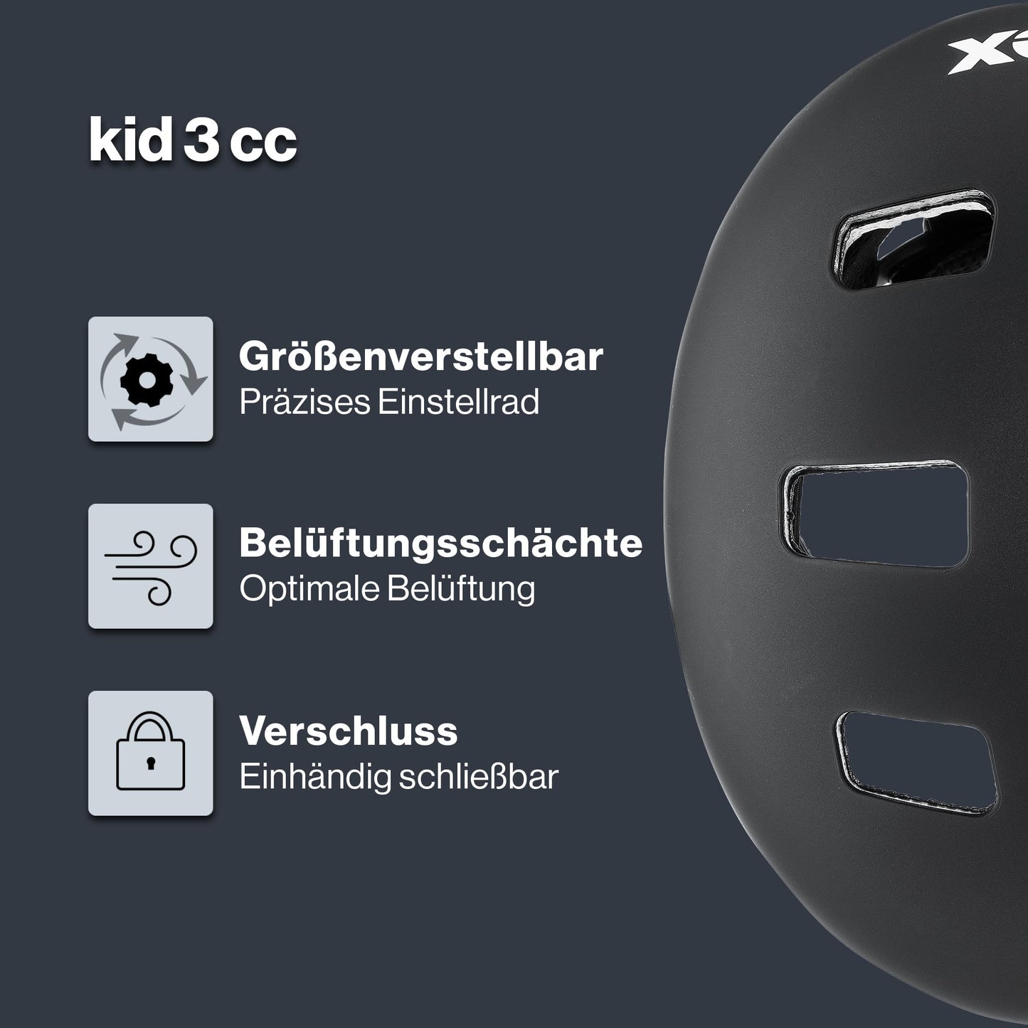 uvex Kid 3 cc children's bicycle helmet, black matt, 51-55 cm - S4149721715