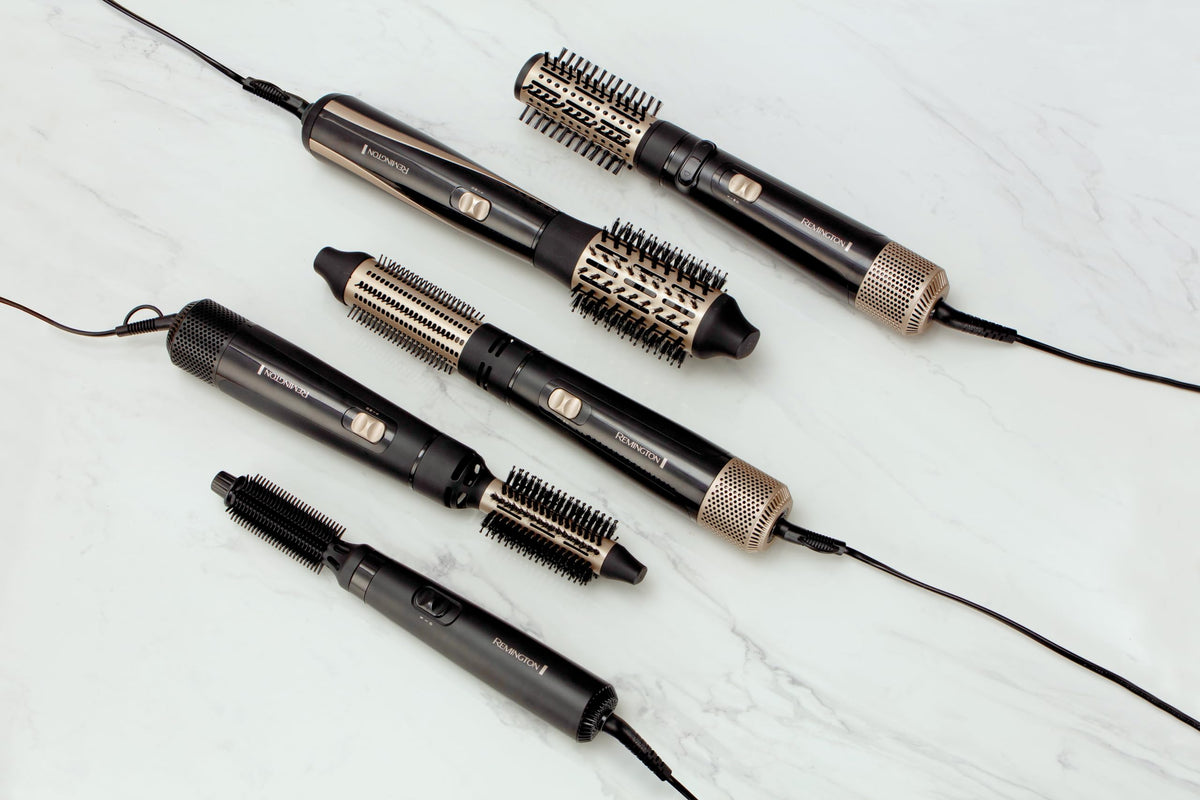 Remington Warm Air Brush [includes 3 attachments: 25mm & 38mm round brush, styling nozzle] Blow Dry & Style (dries & styles for shape & volume for short/medium hair) 2 heat & fan settings, Airstyler AS7300