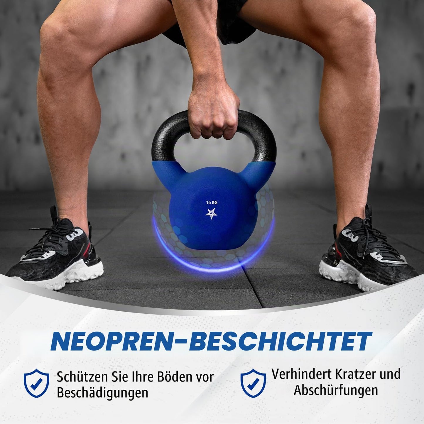 Yes4All WEAW Neoprene Coated Kettlebell, Strength Training Kettlebells - 16KG Dark Blue