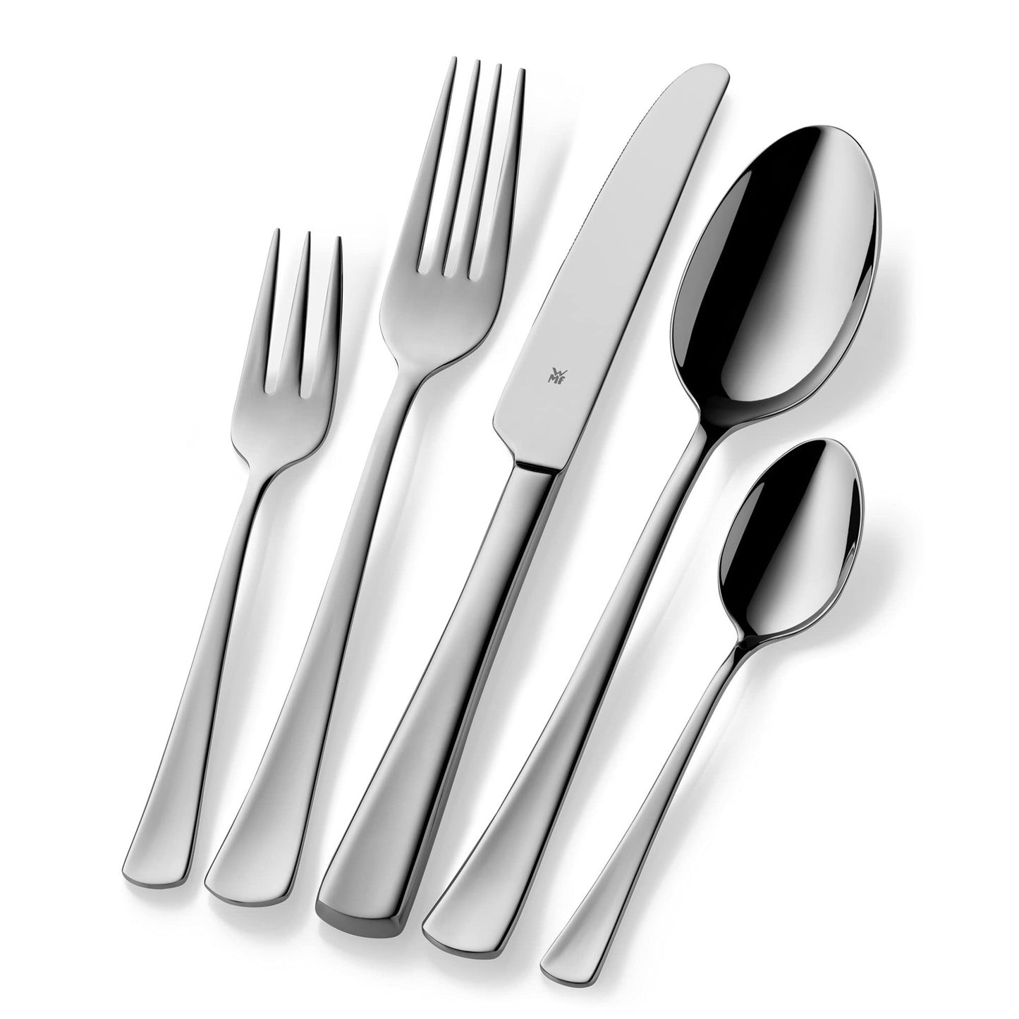 WMF Denver cutlery set for 12 people, cutlery 60 pieces, monobloc knife, Cromargan stainless steel polished, shiny, dishwasher safe - 1148009990