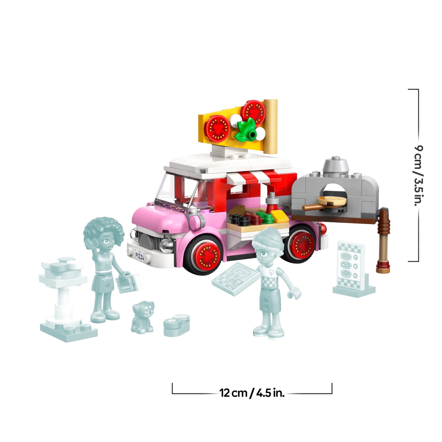 LEGO Friends pizza truck - playset with 2 minifigures, dog figure & toy food accessories - children's room decoration - gift idea for girls aged 6 and over - 42694