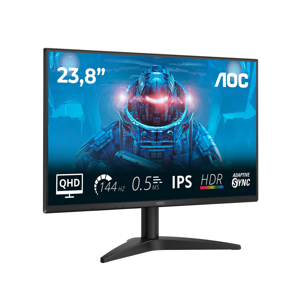 AOC Q24B36X Monitor de gaming WQHD de 24 inch, 144Hz, panou IPS, 4ms GtG, HDR10, (2560x1440 HDMI 1x 2.0 DP 1x 1.4) Negru