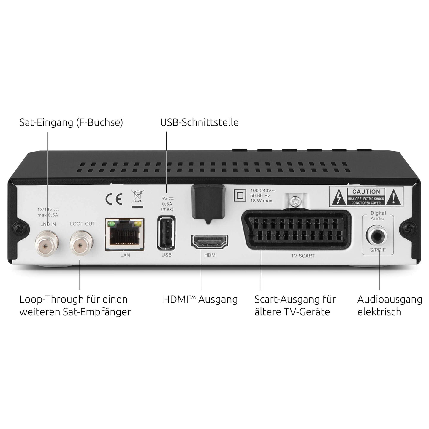 TechniSat HD-S 210 satellite receiver (DVB-S/S2, HDMI, USB media player, pre-installed channel list, sleep timer, remote control, EPG, compact) - 0000/4805