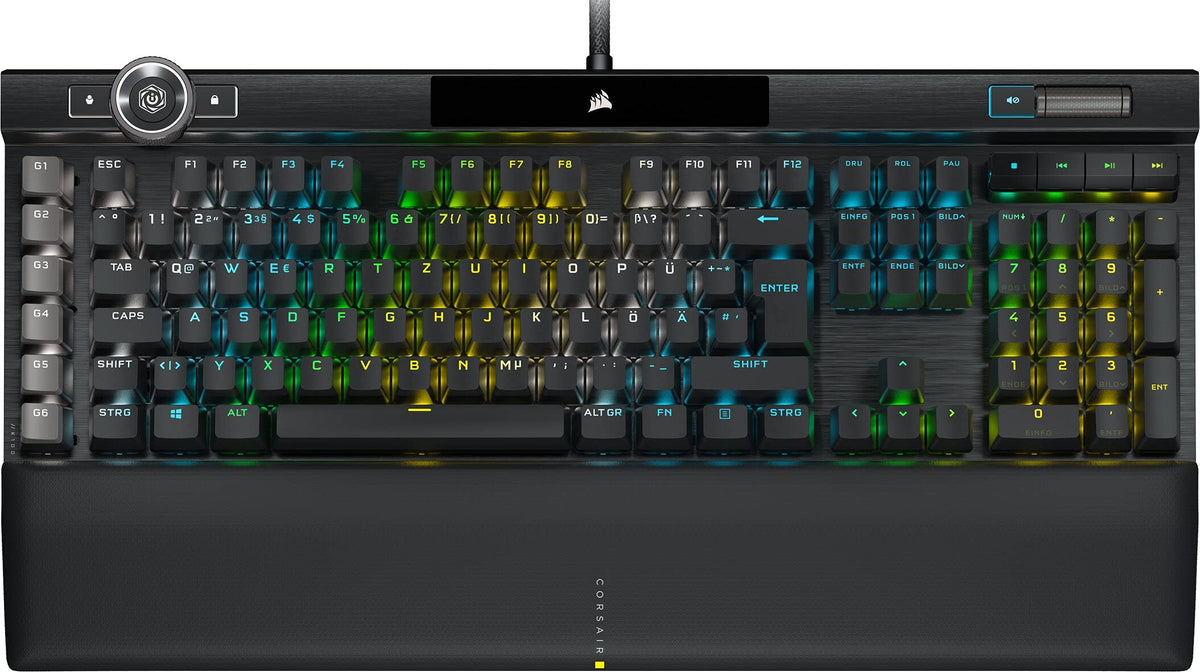 CORSAIR K100 RGB Optical-Mechanical Wired Gaming Keyboard - OPX Linear Switches - PBT Double-Shot Keycaps - Compatible with Elgato Stream Deck & iCUE - PC, Mac, Xbox - QWERTZ DE - Black - CH-912A01A-DE