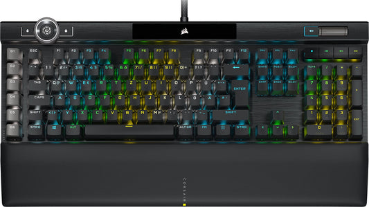 CORSAIR K100 RGB Optical-Mechanical Wired Gaming Keyboard - OPX Linear Switches - PBT Double-Shot Keycaps - Compatible with Elgato Stream Deck & iCUE - PC, Mac, Xbox - QWERTZ DE - Black - CH-912A01A-DE