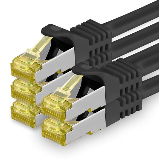 1aTTack.de Cat.7 network cable 5m black pack of 5 Cat7 Ethernet cable network LAN cable raw cable 10 Gb s SFTP PIMF LSZH set patch cable with Rj 45 plug Cat.6a - 4251073616179