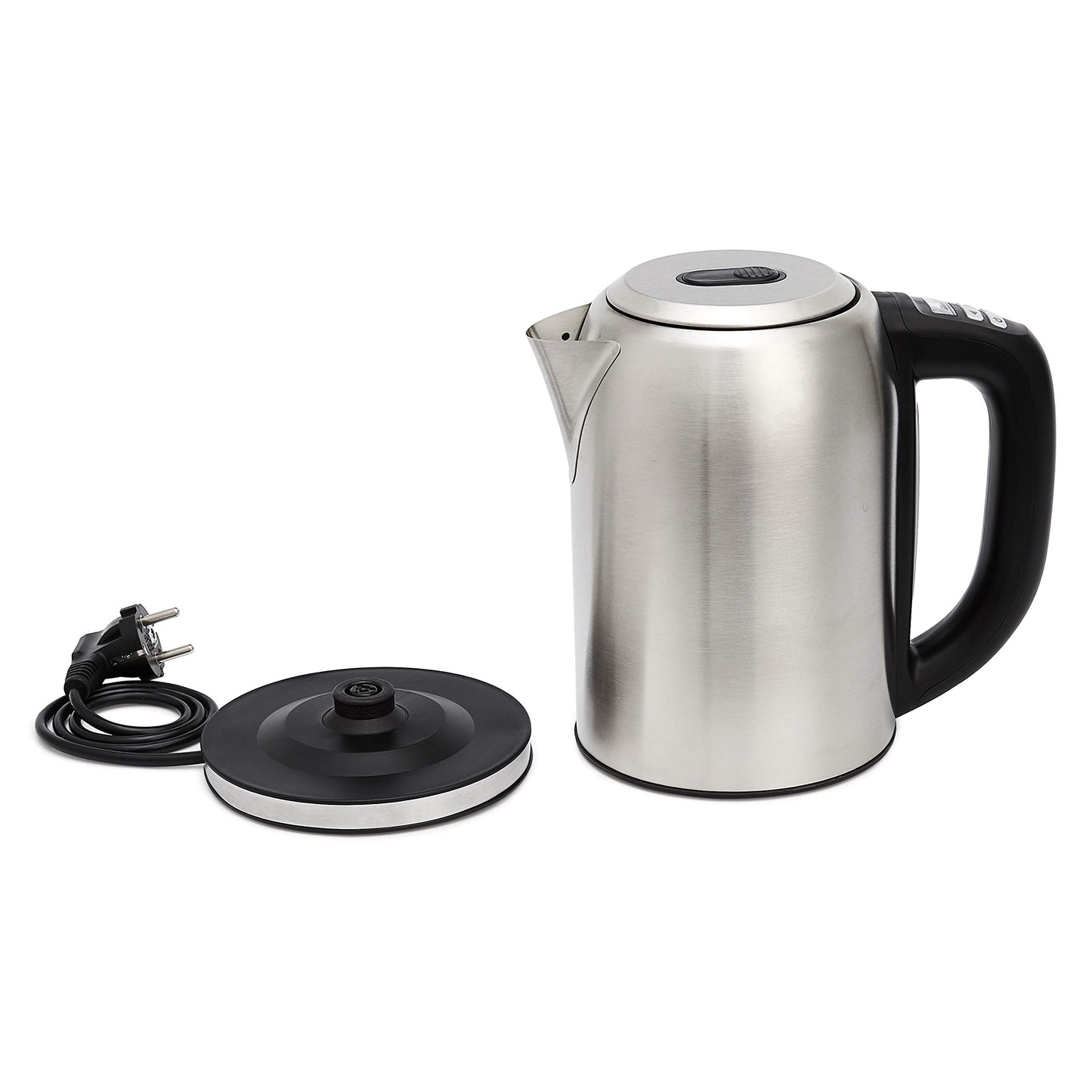 Amazon Basics Stainless Steel Kettle with Digital Display, Strix Controller, Keep Warm Function, Temperature Control, 1.7L (EU Plug), Silver - WK8315JEEK-EU