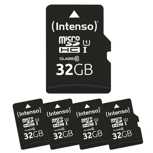 Intenso microSD card Premium Multipack, 5x 32 GB, Micro SDHC, for smartphones, tablets & cameras, waterproof, drop-proof, X-ray-proof, temperature-proof, up to 90 MB/s - 3423585