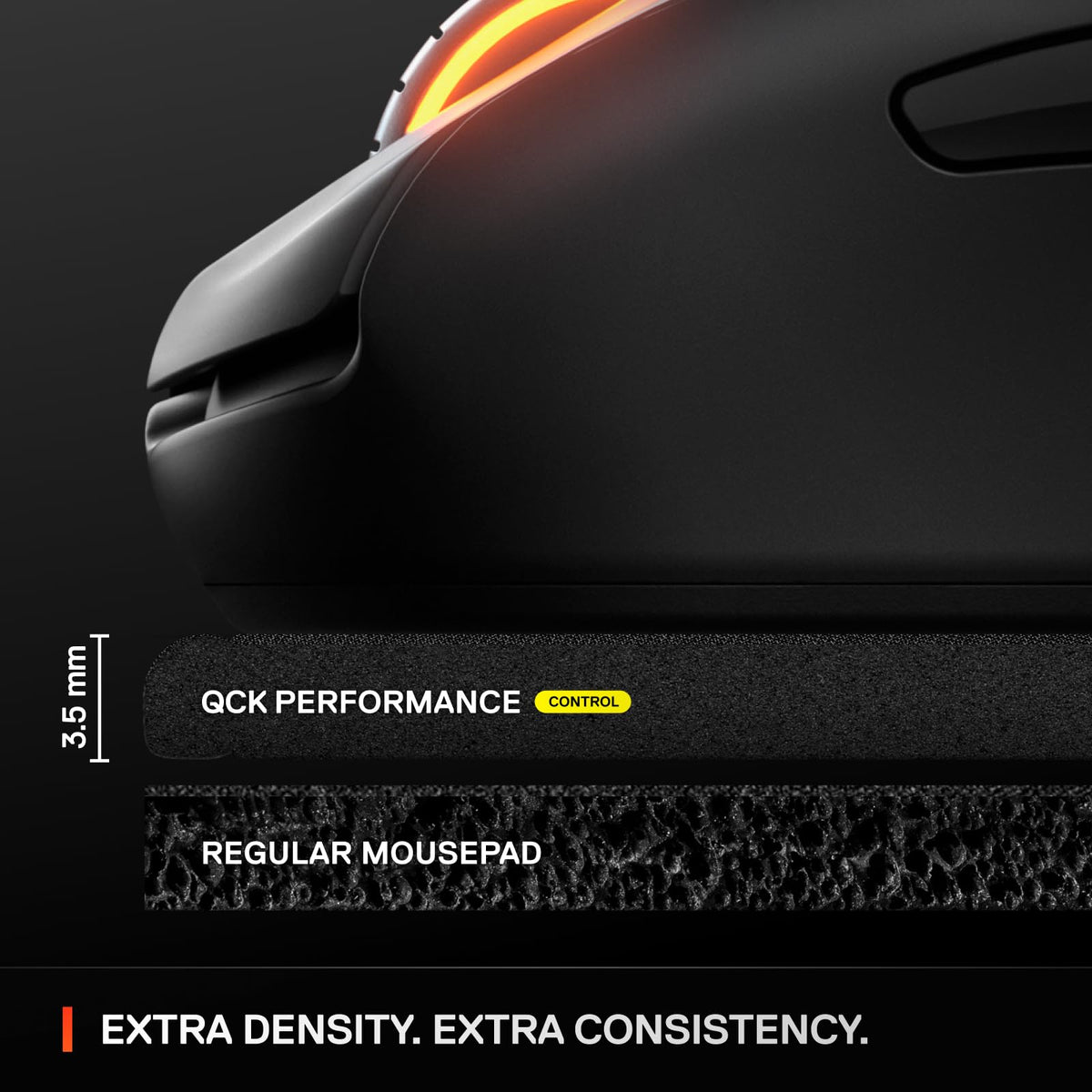SteelSeries QcK L Performance Control Gaming Mouse Pad – Extra thick for smooth gliding - Flat, stitched edges – Non-slip neoprene rubber base – 490 x 420 mm – FPS, MOBA, RTS, MMO - 63469