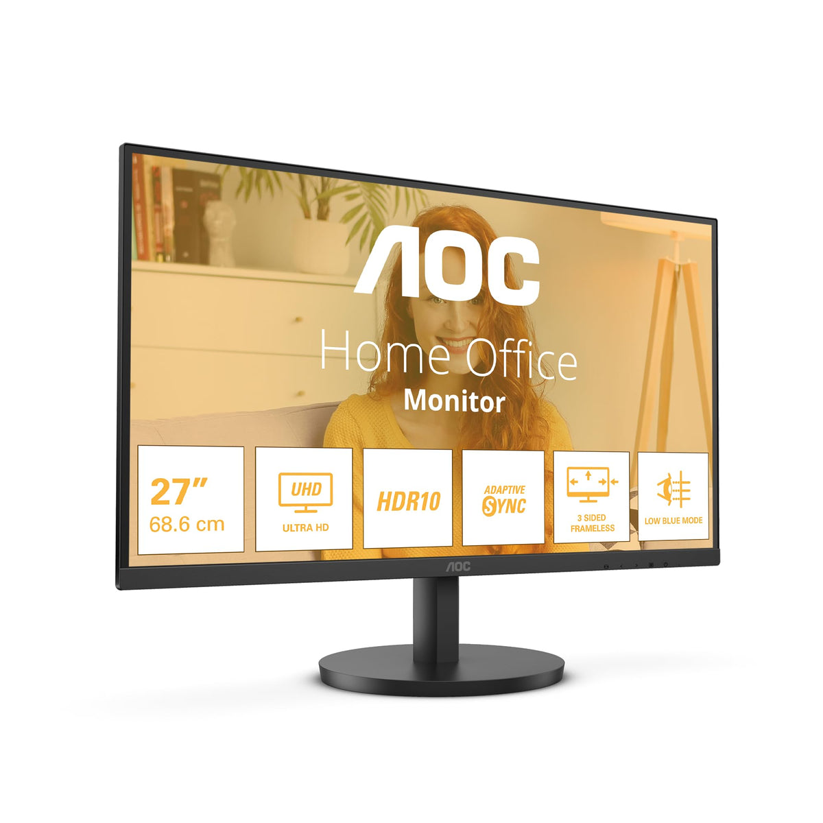 AOC U27B3M Monitor UHD de 27 inch, 60Hz, panou VA, 4ms GtG, HDR10, (3840x2160 HDMI 2X 2.0 DP 1x 1.4) negru