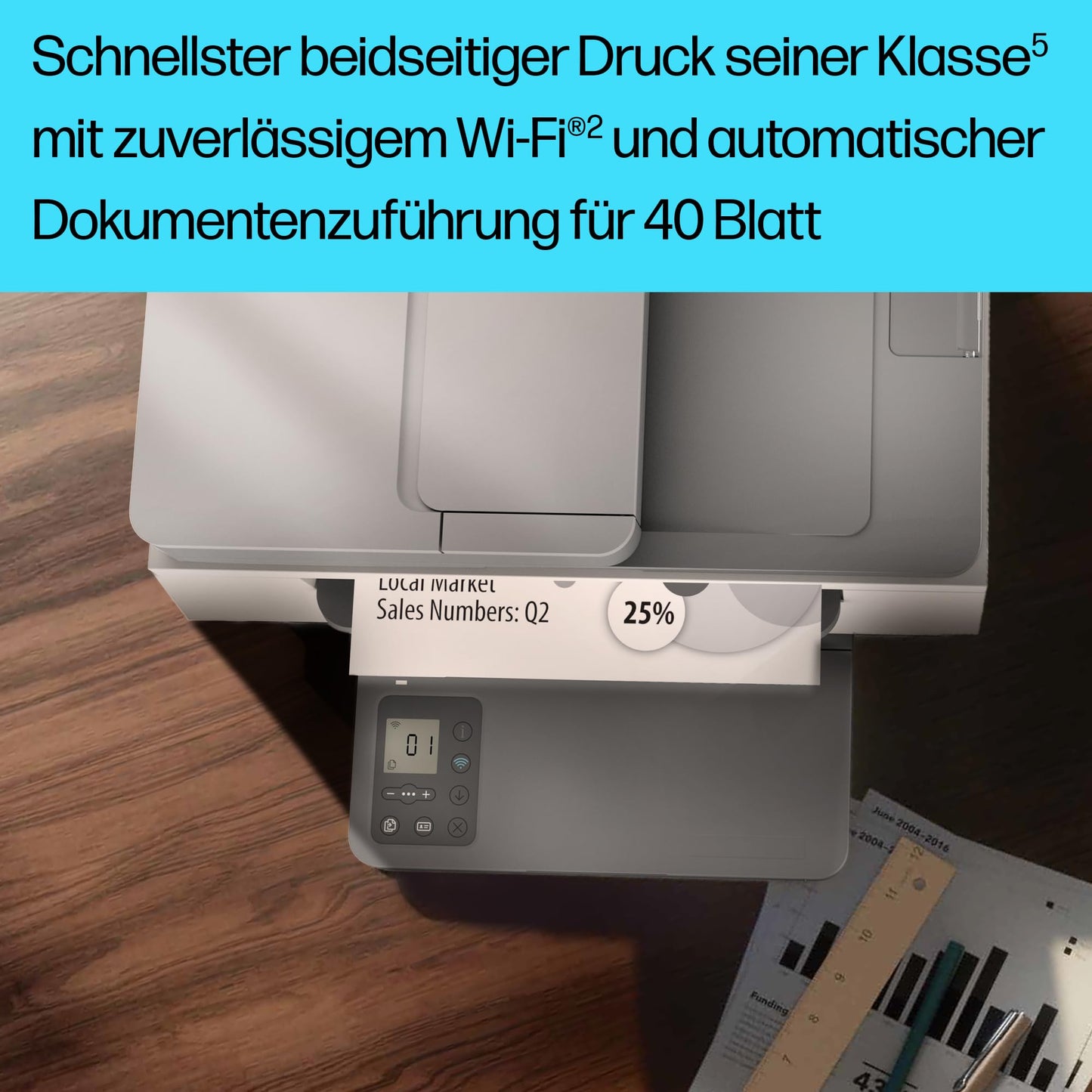 HP LaserJet MFP M234sdw multifunction laser printer, printer, scanner, copier, document feeder, WLAN, LAN, duplex, airprint, gray-white - 9YG05F