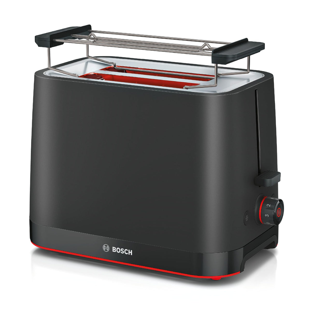 Bosch Compact Toaster MyMoment TAT3M123, removable foldable bun warmer, with defrost function, automatic shut-off, lift function, bread centering, ideal for 2 slices, 800 Watts, matte black