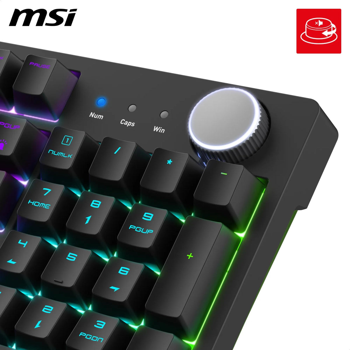 MSI Forge GK320 - RED SWITCHES FR-Layout Mechanical Gaming Keyboard - Mechanical red (linear) switches, hot-swappable, magnetic cover, ergonomic keycaps, non-slip bottom - S11-04FR255-HH9