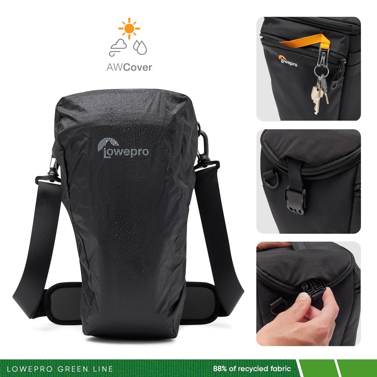 Lowepro ProTactic TLZ 75 Pro AW III toploader camera bag for mirrorless DSLR, volume 6 l, DIM.: 37x14x16 cm, for cameras with attached lens, modular shoulder bag, for photographers/videographers - LP37496-PWW