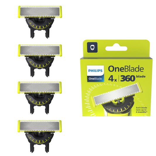 Philips OneBlade Original 360-blades, compatible with all OneBlade and Pro models, original from Philips, 4-pack (Model QP440/50)