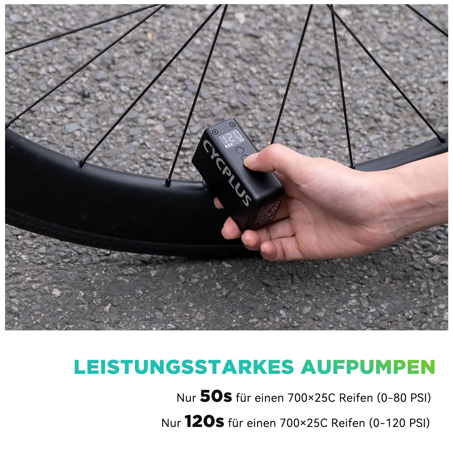 CYCPLUS AS2Pro Tiny electric bike pump, 120g, aluminum housing - AS2PRO