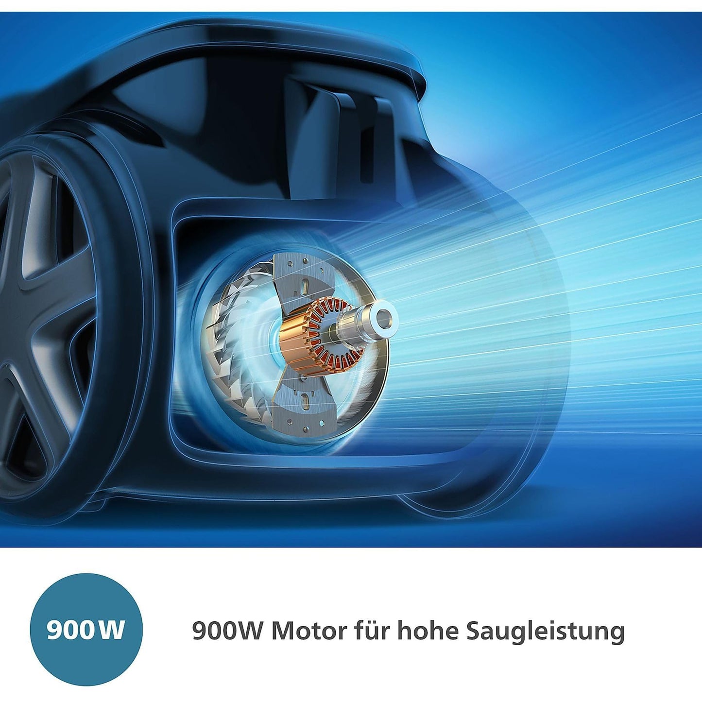 PHILIPS 6000-Series Bag Vacuum Cleaner Performer LED - 900 W Motor, TriActive+ LED Nozzle, HEPA, 9 m, Durable Bags, Black (XD6142/12)