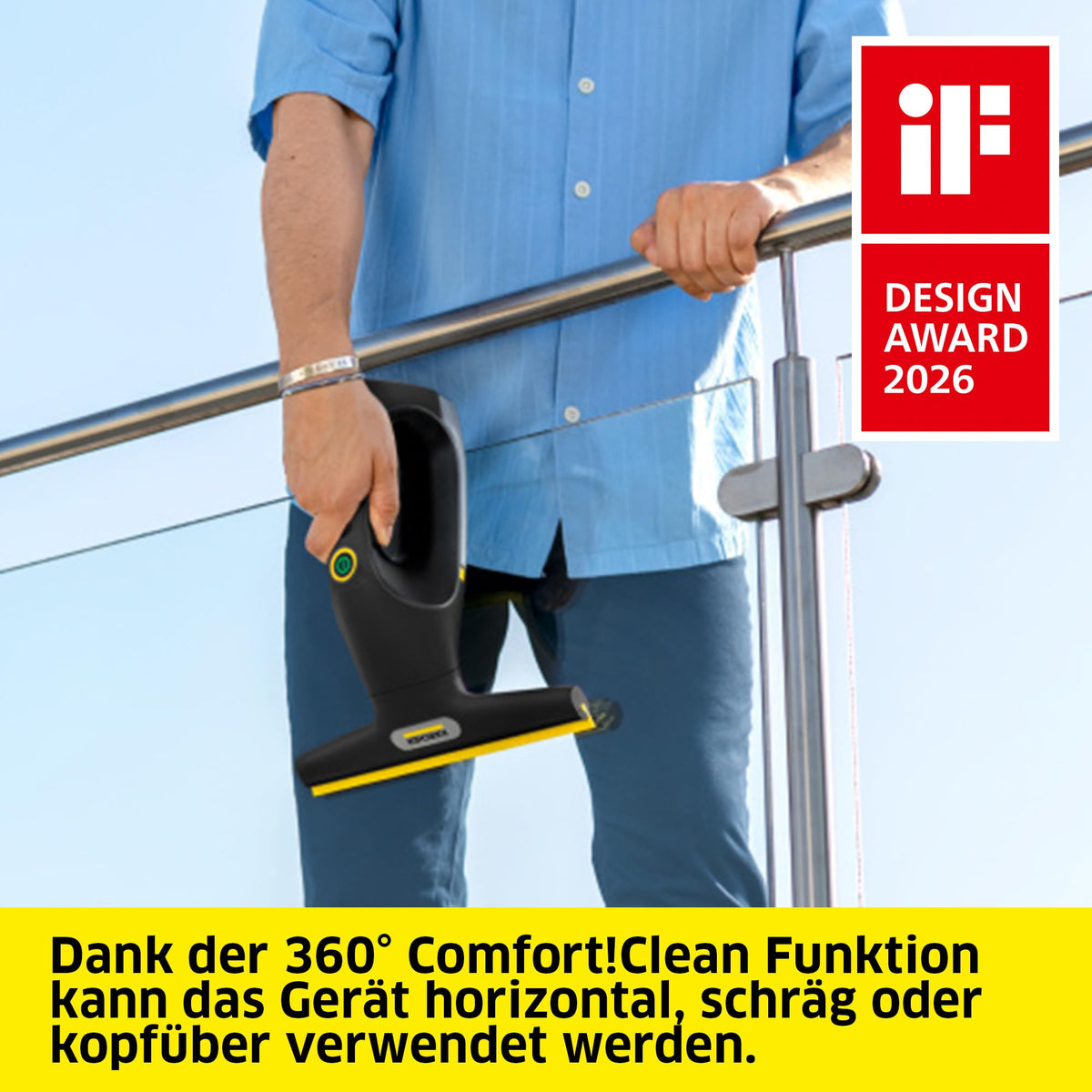 KÄRCHER Battery Window Vacuum WV 2 Universal Precision+ Black, battery life: 35 min., dirty water tank: 120 ml, 2 suction nozzles, spray bottle with microfiber cleaning cloth, 20 ml window cleaner, USB-C port. - 1.633-676.0