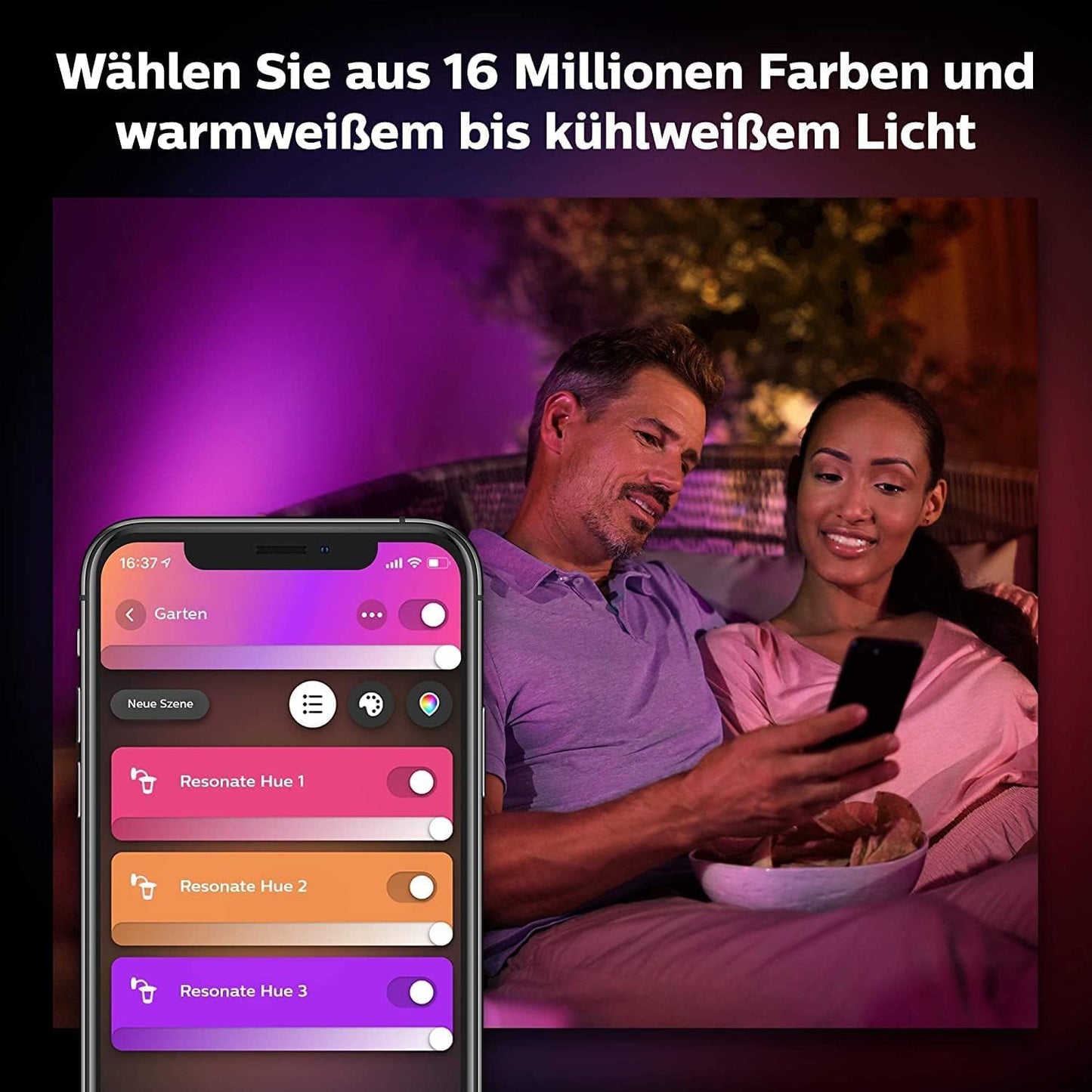 Philips Hue White and Color Ambiance LED outdoor wall light Resonate, dimmable, up to 16 million colors, controllable via app, compatible with Amazon Alexa (Echo, Echo Dot), silver - 915005843001