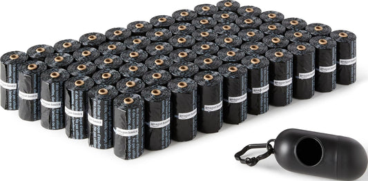 Amazon Basics Pungi pentru excremente de câini, fără parfum, 900 pungi, negru - 100360-APL