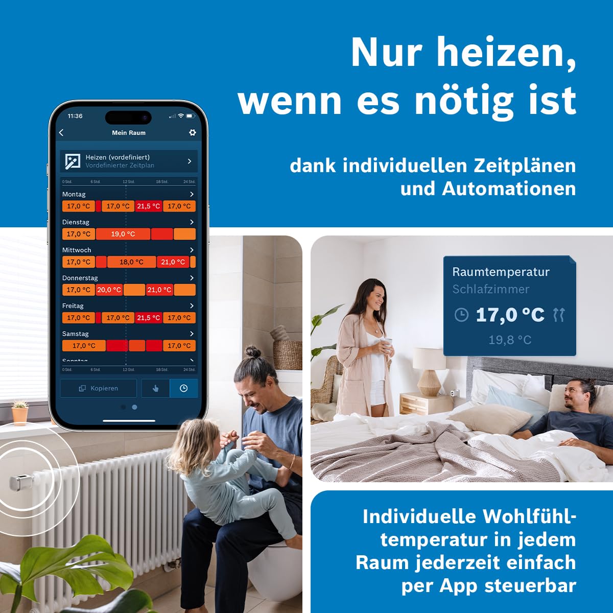 Bosch Smart Home Radiator Thermostat II [+M], a smart radiator thermostat for intelligent heating & energy saving, featuring Matter, app control, Apple Home, Google Home & Alexa, controller required. - 8750002861