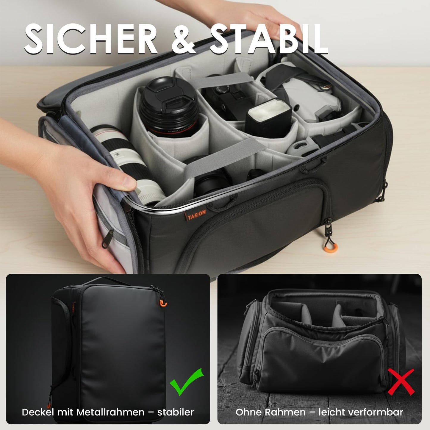 TARION camera insert bag Padded inner pocket with removable blanket - ShellCore_M
