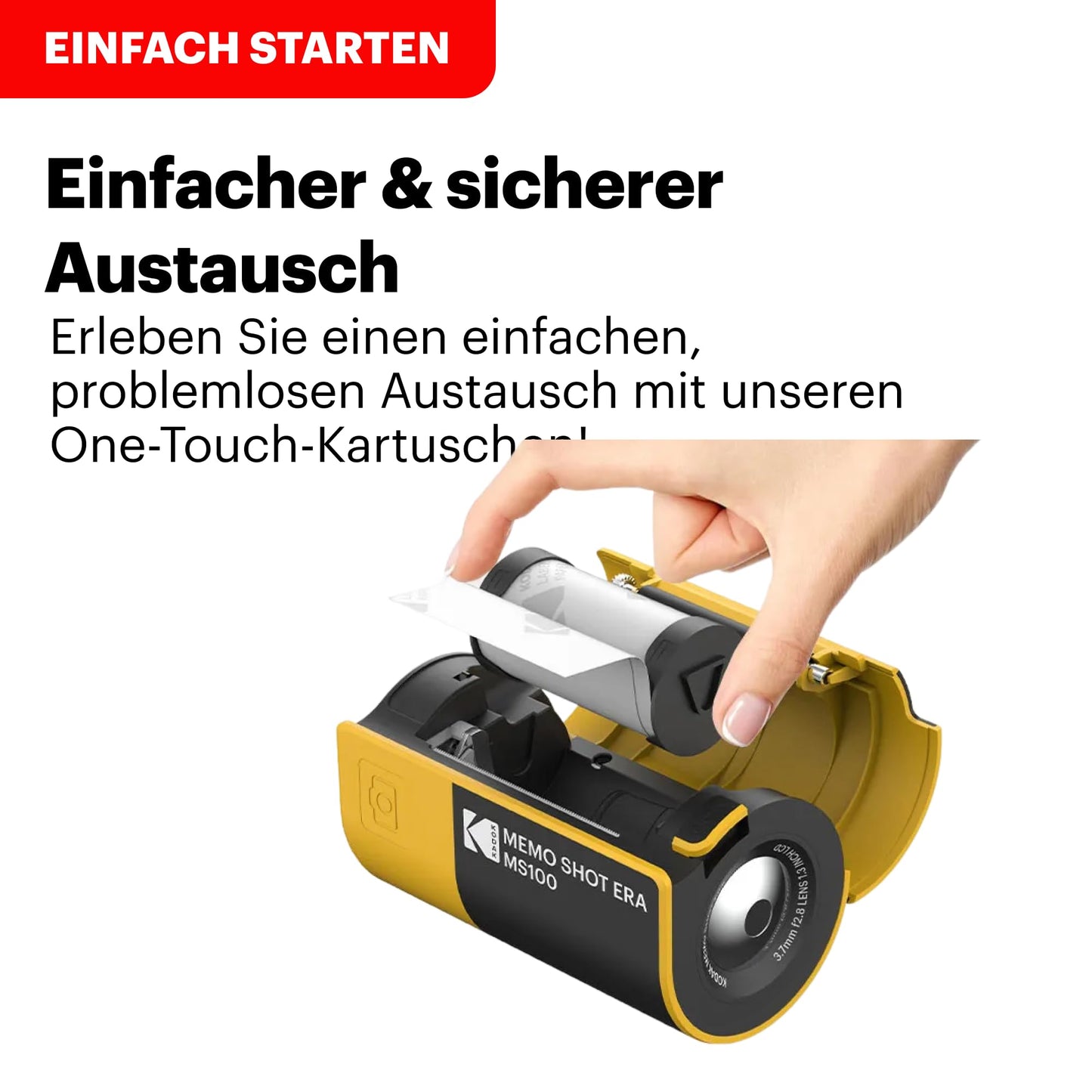Kodak Memo Shot ERA Kids Instant Camera and Photo Label Printer, Yellow (Camera with 1 One-Touch Label Cartridge Roll + 9 Rolls Cartridge Set) - MS100