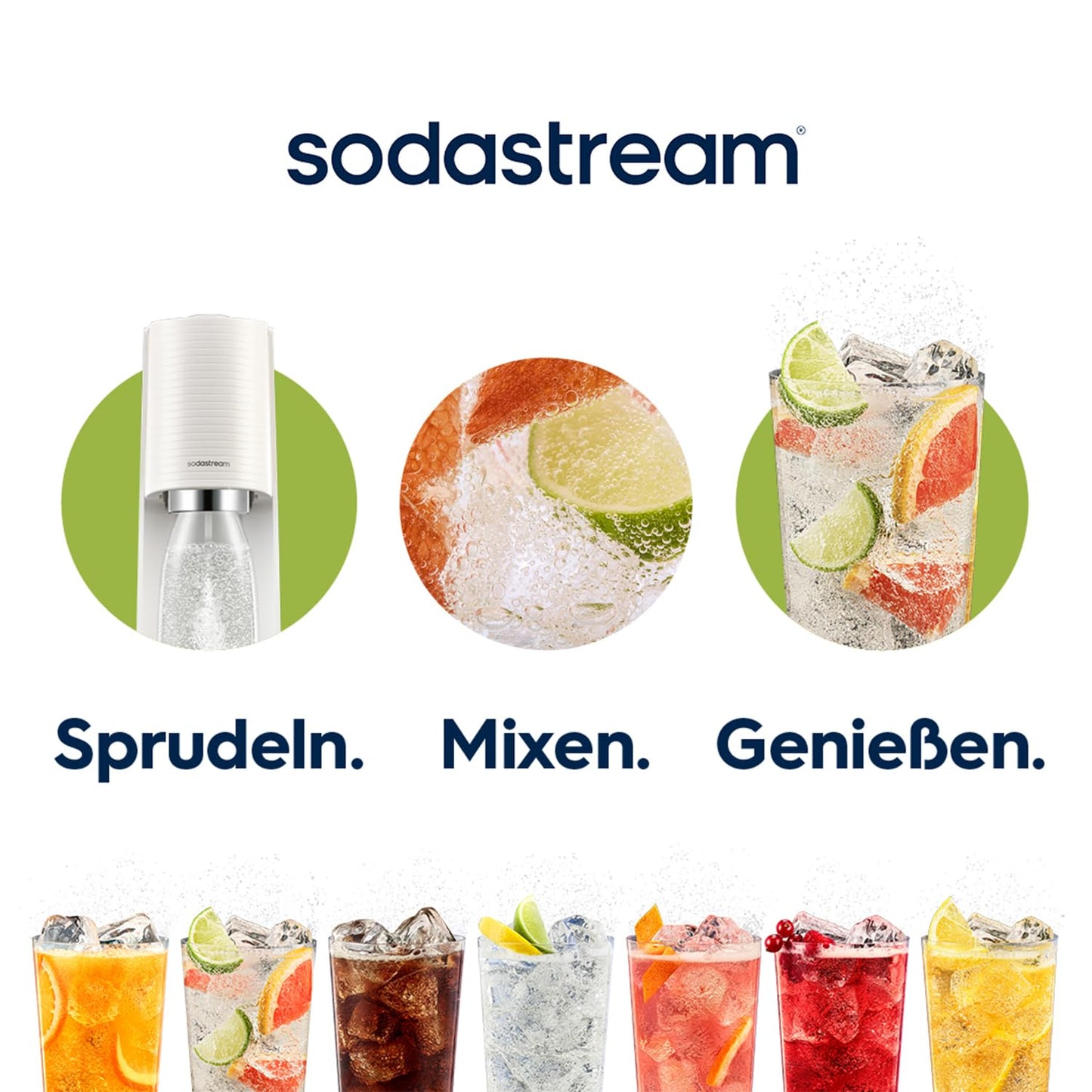 Sodastream water soda maker Terra White Value Pack x 3 with 2 x 1L bottles and 1 x 1/2L bottle dishwasher safe and 1 x CO2 Quick Connect cylinder for up to 60L - 2270213