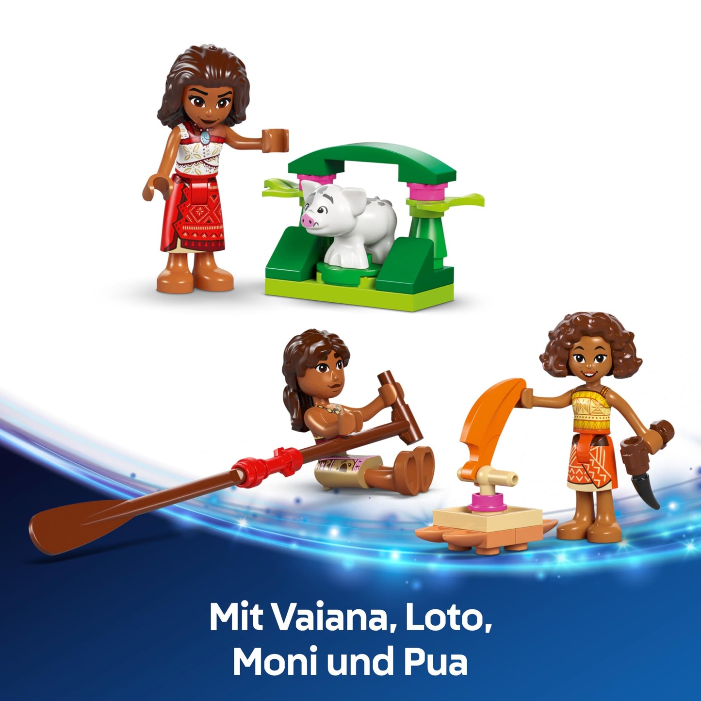 LEGO ǀ Disney Moana 2: Moana's Adventure Raft - toy boat with textile sail, removable deck, campfire & 3 minifigures, including Loto and Moni - gift for girls aged 6 and over & fans - 43270