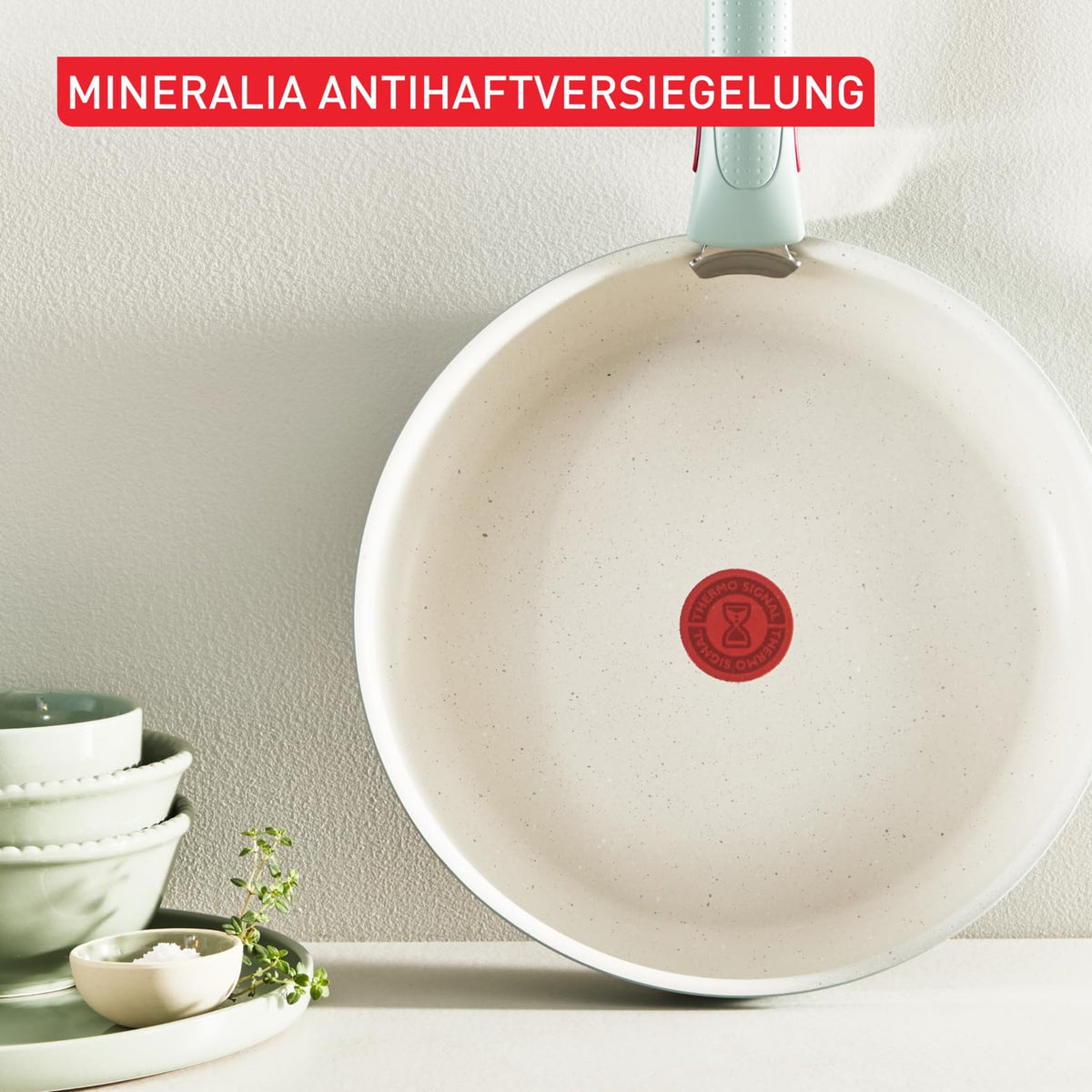 Set de vase de gătit Tefal Ingenio Serenity, 4 piese, cu înveliș antiaderent Mineralia, economisind spațiu, stivuibil, potrivit pentru toate tipurile de plite, lavabil în mașina de spălat vase, Eucalyptus, L8284S04 - L829SB04