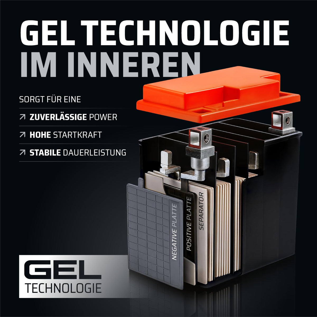 GP-PRO gel battery 12 V 7 Ah maintenance-free compatible with Kymco Super 8 50 - GP-003