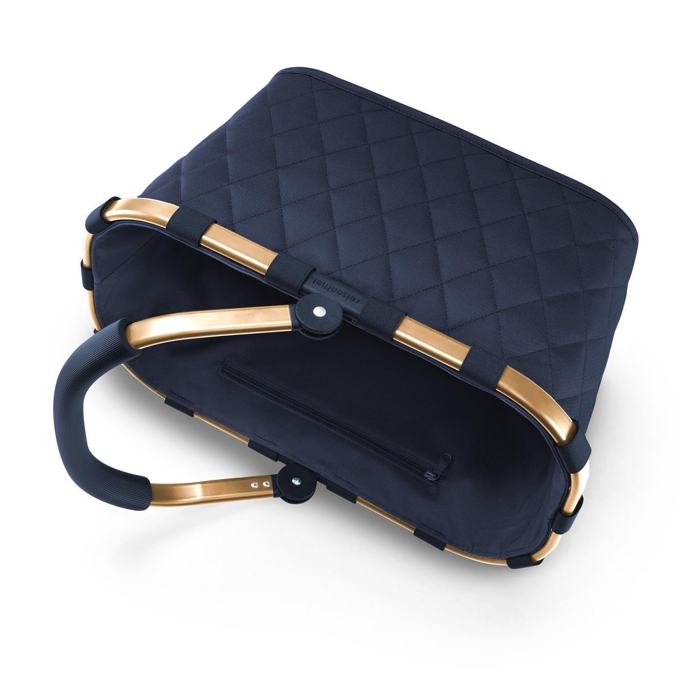 Reisenthel carrybag frame rhombus midnight gold – Stable shopping basket with lots of storage space and practical inner pocket – Elegant and water-repellent design - BK4111