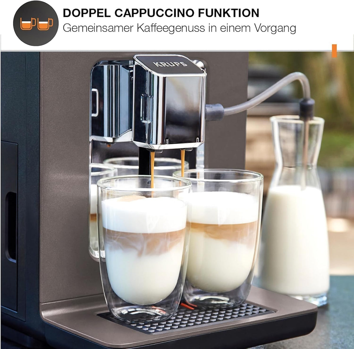 KRUPS Evidence One aparat de cafea automat cu tub pentru lapte, cappuccino cu o singură atingere, 12 specialități de băuturi, funcție pentru 2 căni, display colorat, mașină de cafea, sigiliu TÜV, negru, EA895N10
