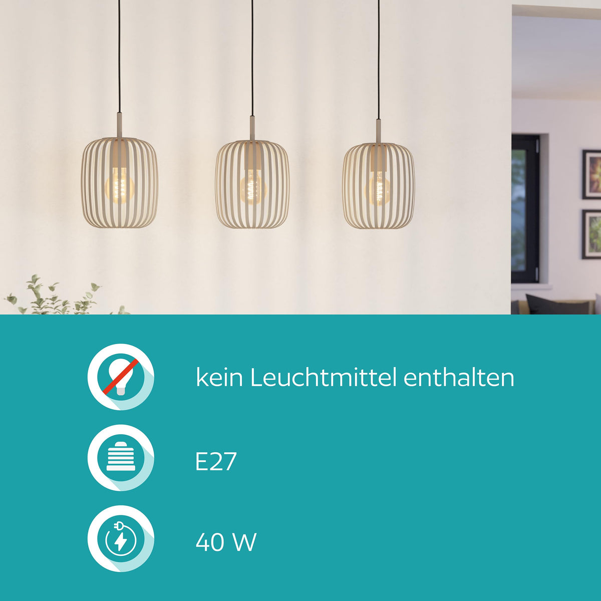 EGLO Pendant Lamp Romazzina, Dining Table 3-Light Pendant - 900497