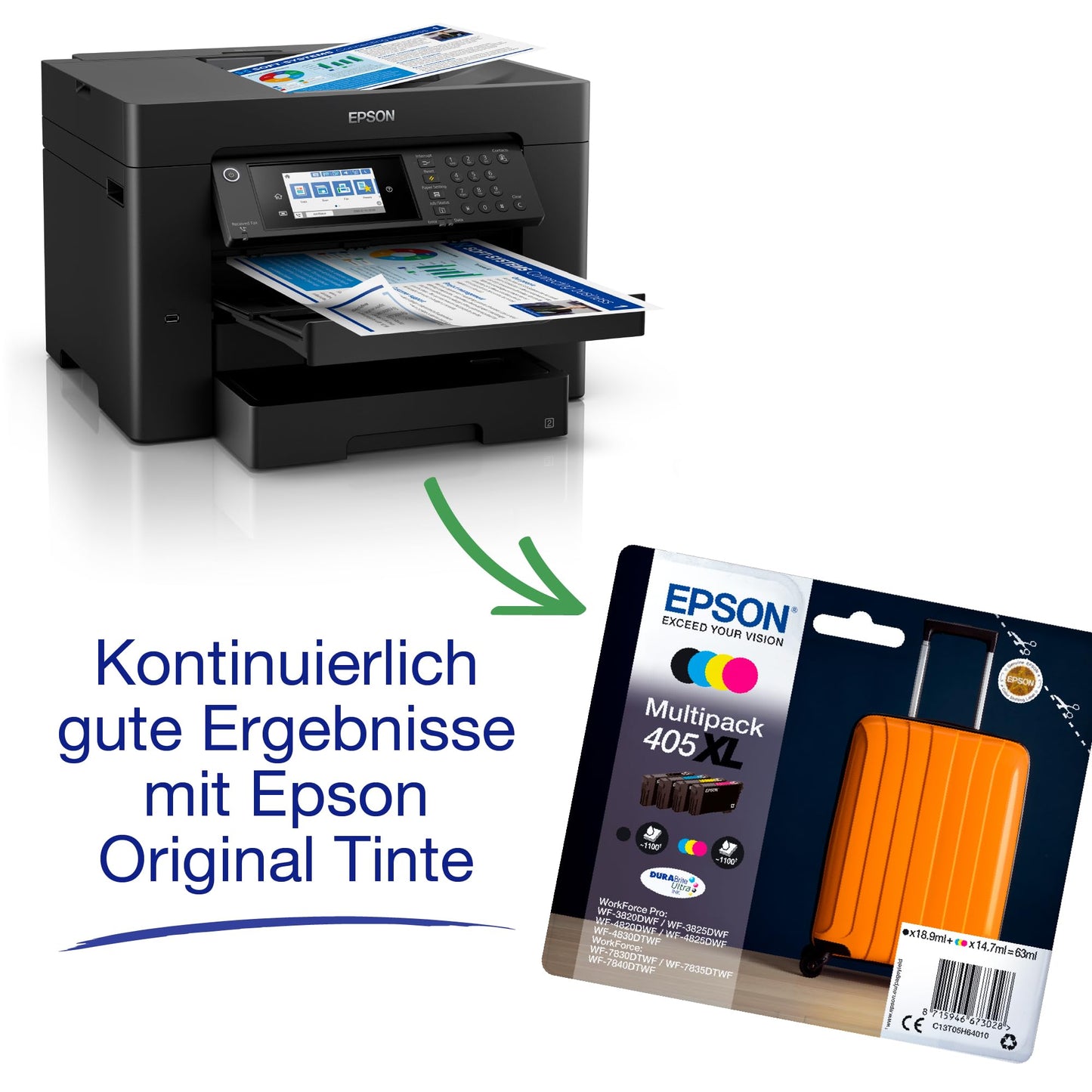 Epson Workforce WF-7840DTWF A3+ wireless multifunction inkjet printer including 3 months of free ink with ReadyPrint Flex subscription* - C11CH67402