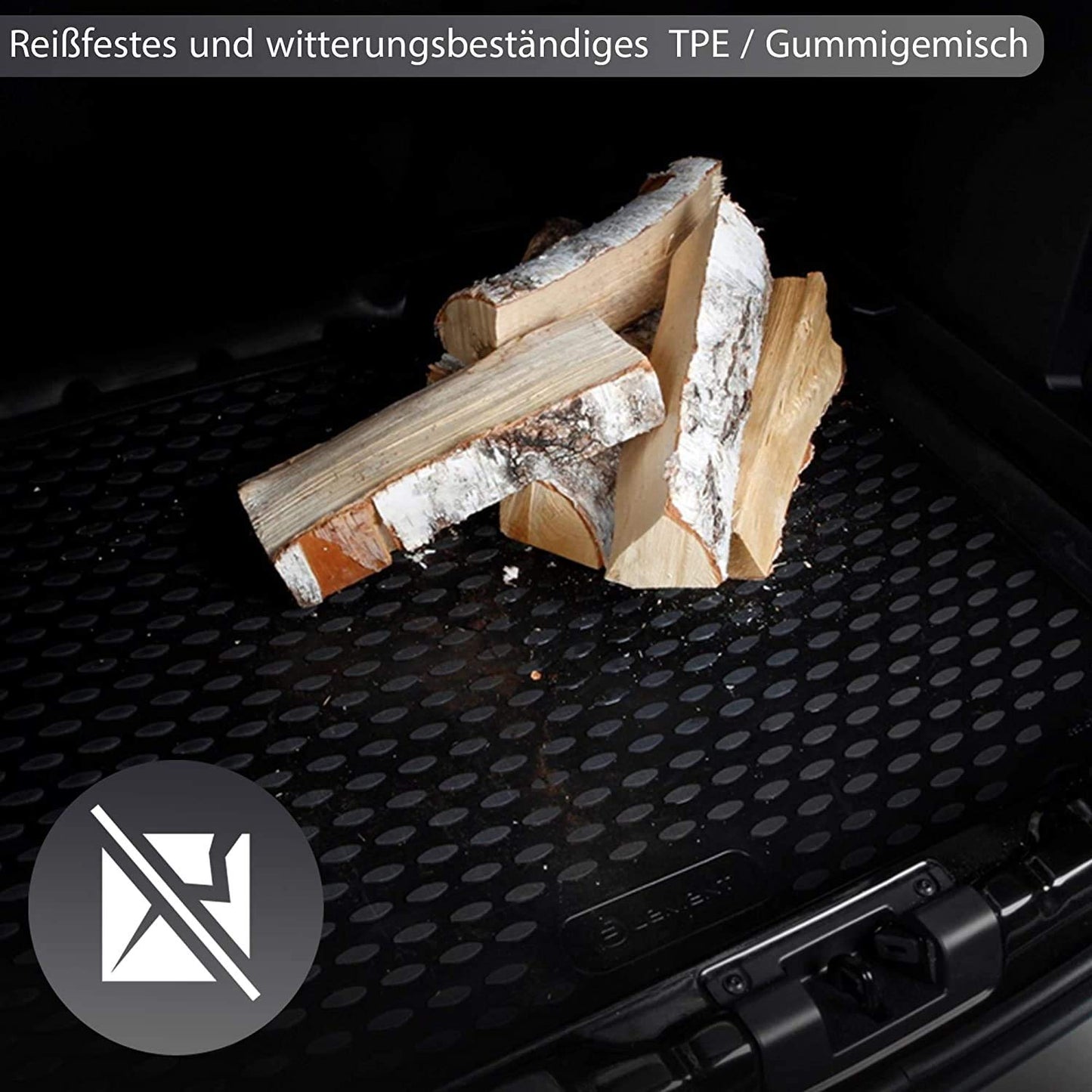 Element Passgenaue Premium Antirursch Kofferraummatte Laderaumwanne passend für Toyota Land Cruiser Prado 150 | 2009-2013 | 5 Sitze | 100% passgenaue Antirutschmatte Auto, Gummimatte Auto - HromTech