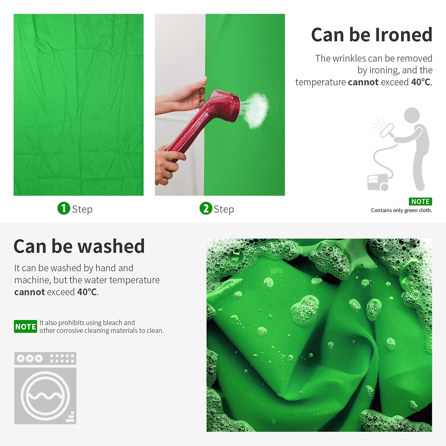 Neewer 3 x 3.6M PRO Photo Studio Premium Polyester Foldable Backdrop Background for Photography, Video and TV (Background ONLY) - GREEN - 10083670@@##2