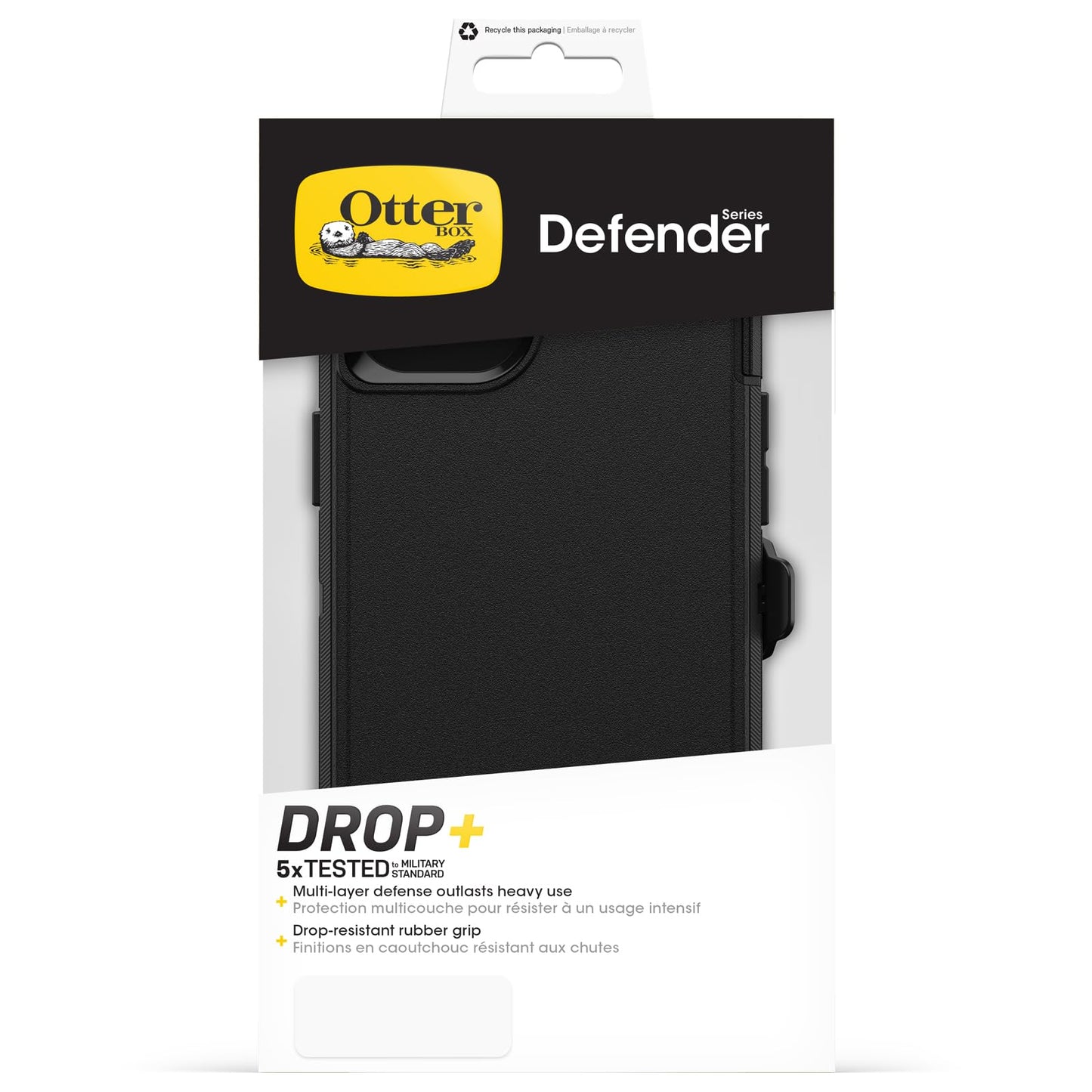 OtterBox Defender Case for iPhone 15 Plus/iPhone 14 Plus, Shockproof Drop Proof Ultra Heavy Duty Protective Case 5X Military Grade Tested Black - 77-92542