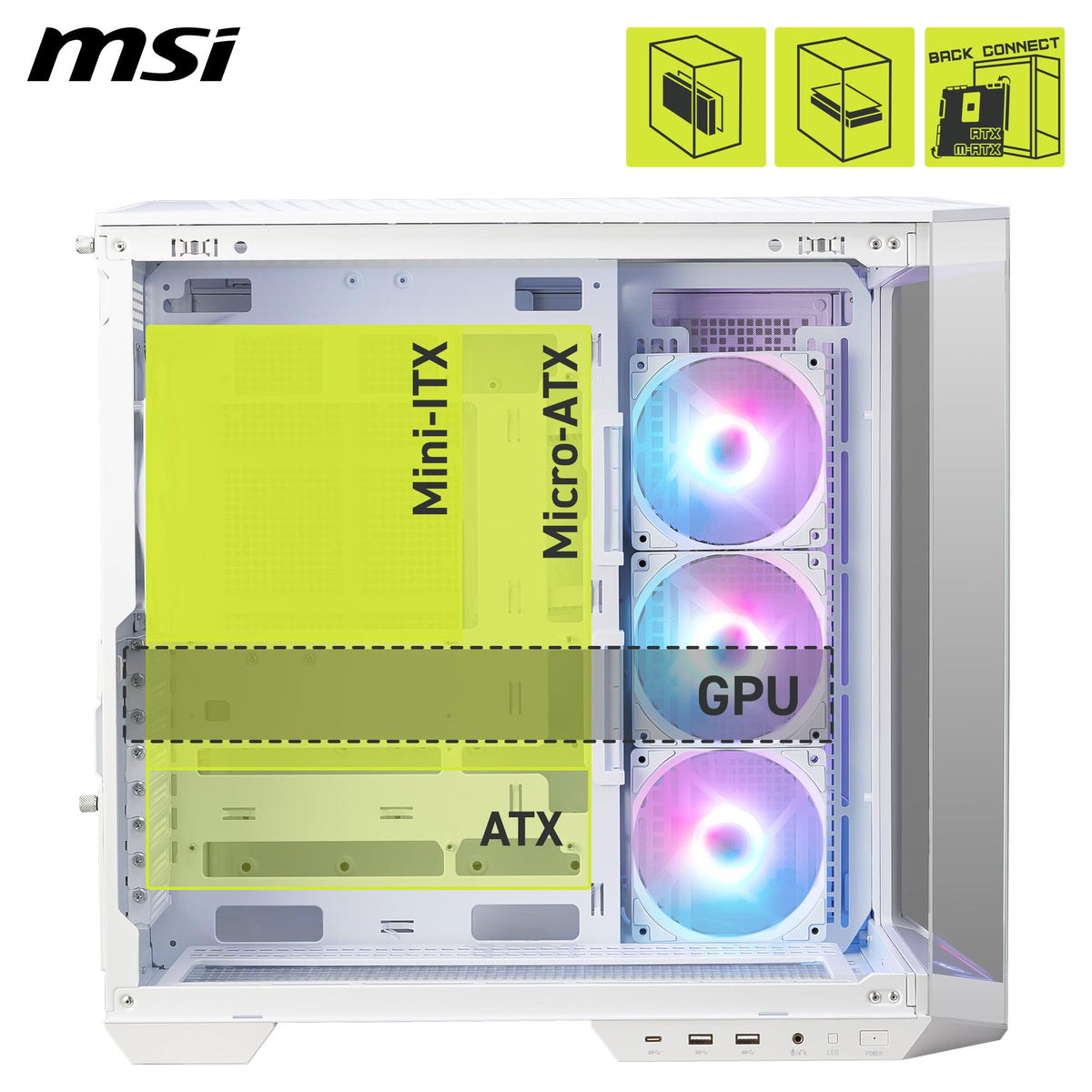 MSI MAG PANO 100R PZ White - ATX PC Case - 306-7G26W22-HH9