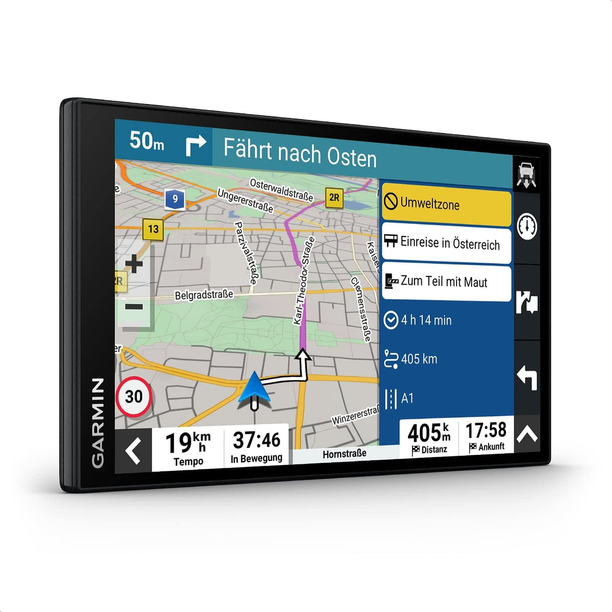 Garmin DriveSmart 76 MT-D – Navigation device with a large 7-inch (17.8 cm) HD display, 3D European maps with environmental zones, real-time traffic information via Digital Traffic, voice and driver assistance. - 010-02470-11