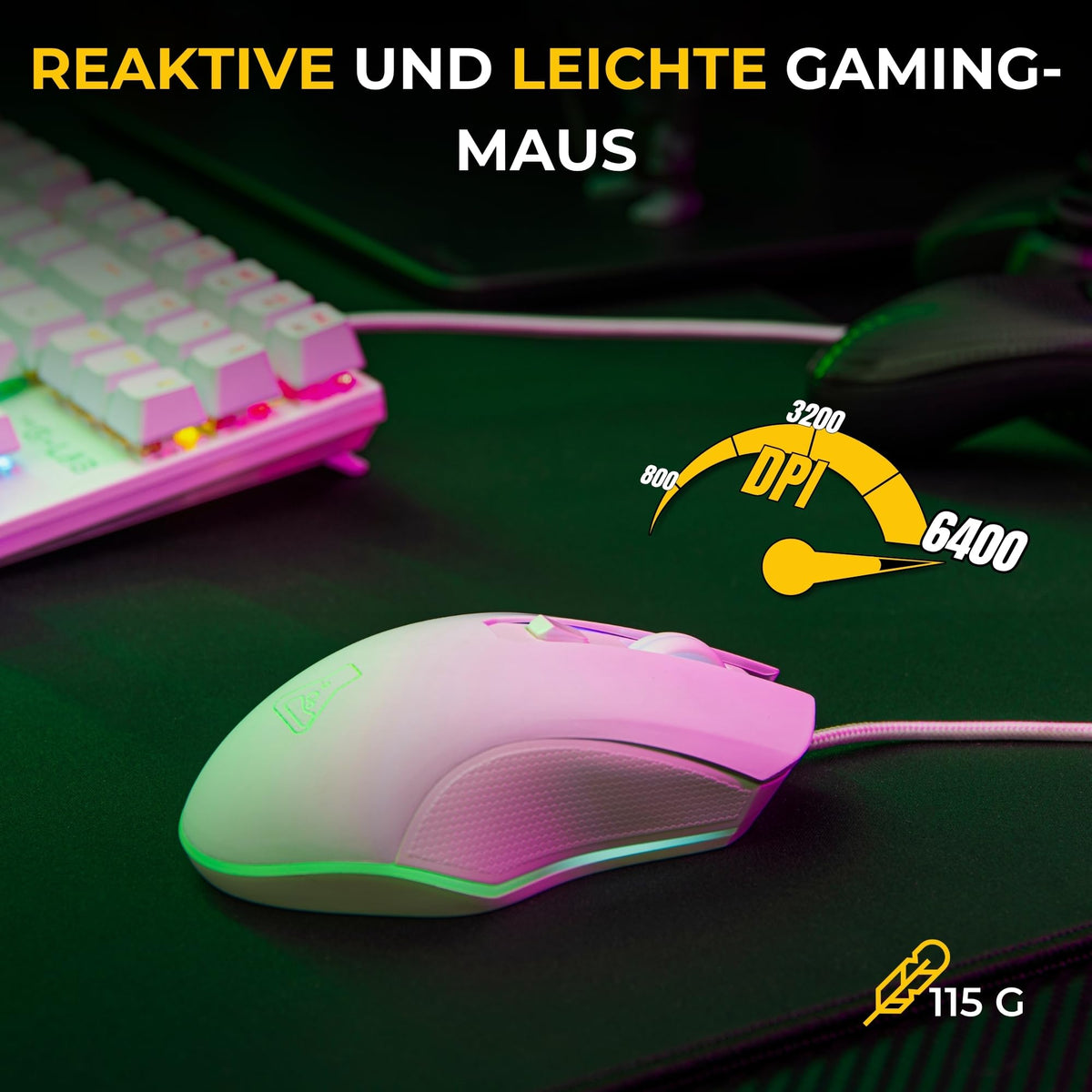 The G-Lab Combo Hydrogen - Gaming Keyboard and Mouse Set White QWERTZ DE - COMBO-HYDRO-W