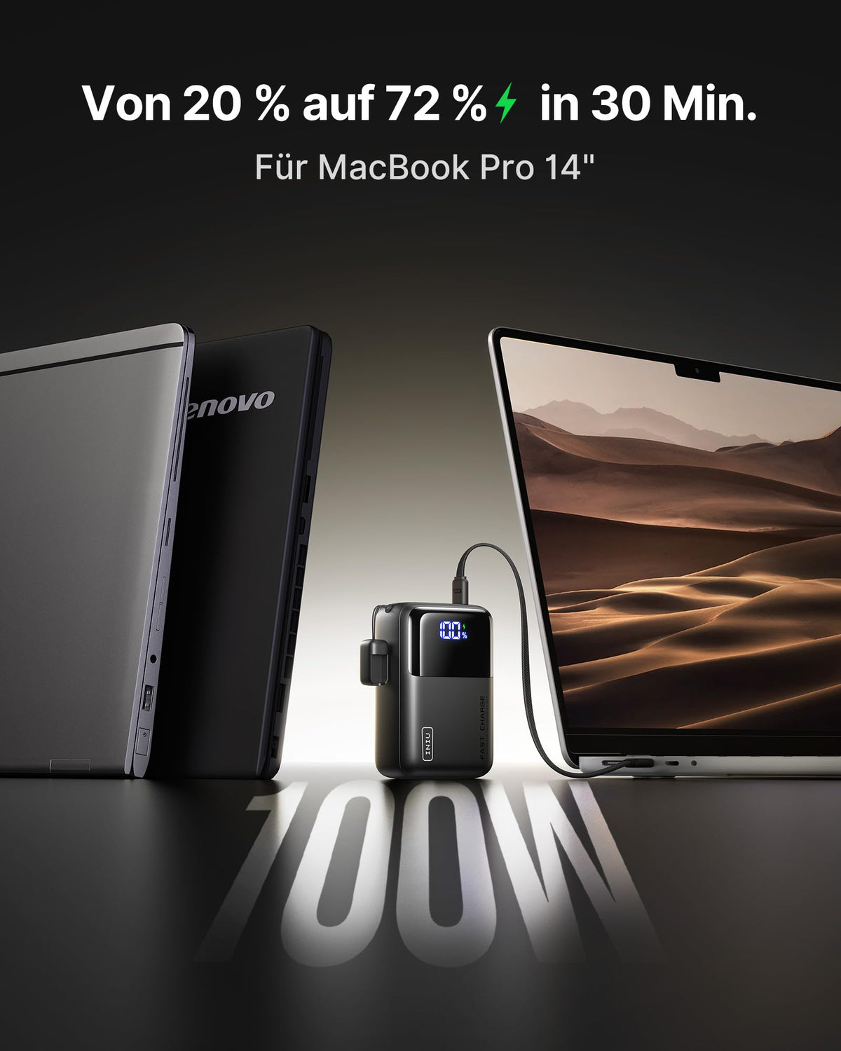 INIU 100W power bank, smallest 25000mAh USB-C laptop power bank - P63