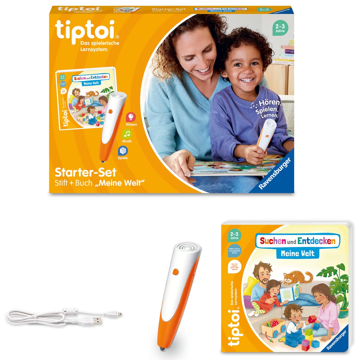 Ravensburger tiptoi starter set 00112 - pen and picture book Search and discover My world - learning system for children aged 2 and over & tiptoi® My most beautiful children's songs