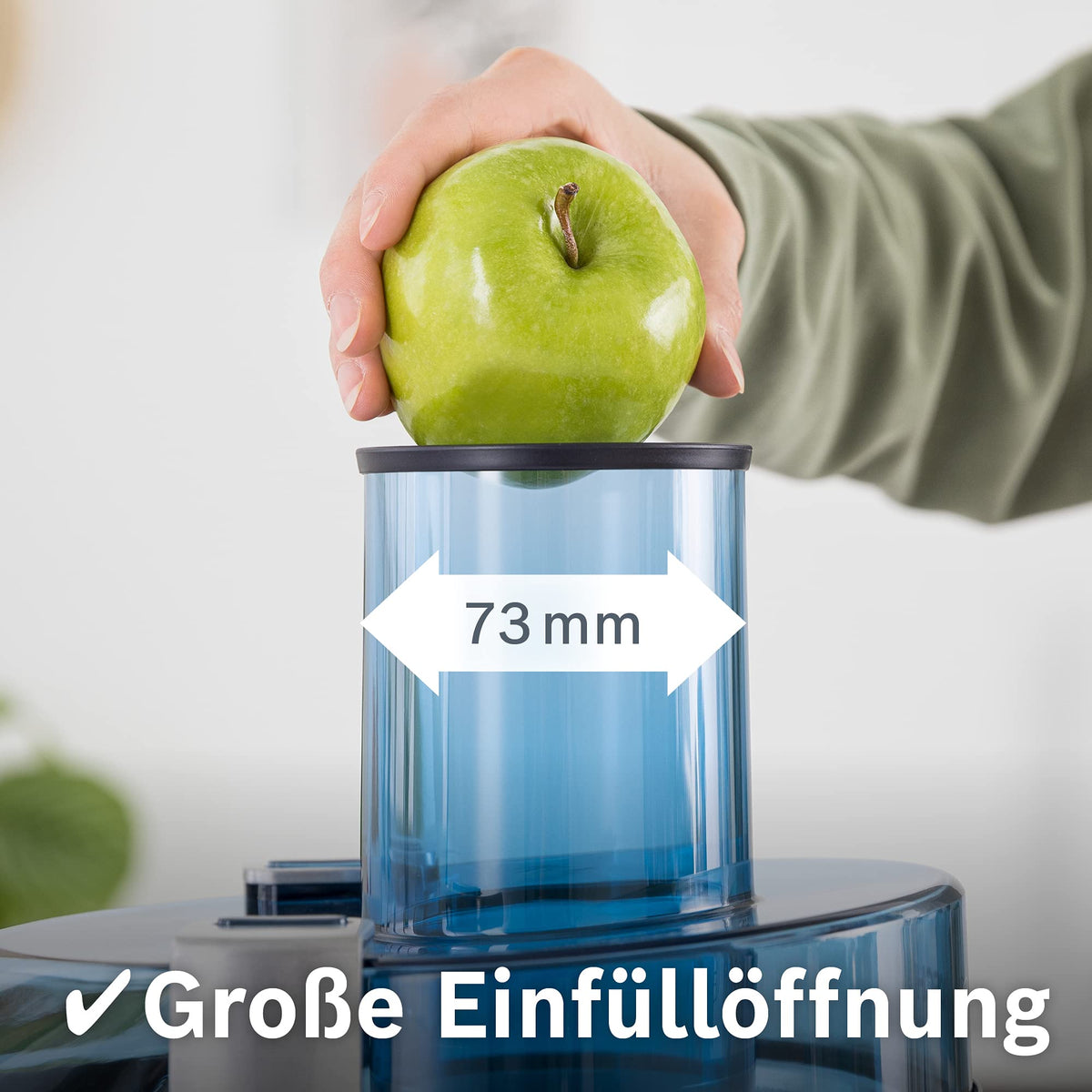 Bosch Hausgeräte Juicer VitaJuice 3 MES3500, electric juice press for fruits and vegetables, large feeding chute, 1.25l juice container, multiple speeds, dishwasher safe, 700 W, blue/silver, stainless steel