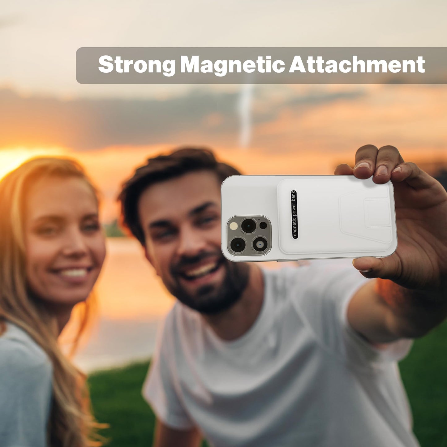 AOGUERBE Wireless Power Bank, 10,000mAh Foldable Magnetic Power Bank PD 22.5W Fast Charging with LED Display, Compatible with MagSafe for iPhone 17/16/15/14/13/12/Pro/Pro Max Series. (milk white) - KT-D009