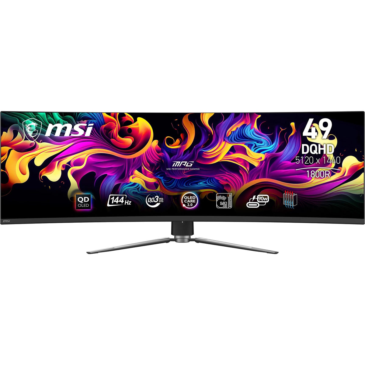 MSI MPG 491CQPA QD-OLED Monitor de Gaming Curbat de 49 inch DQHD 1800R, 5120 x 1440 Quantum Dot OLED, 144 Hz / 0,03 ms, 99% DCI-P3, ΔE≤2, DisplayHDR True Black 400, KVM–DP 1.4a, HDMI 2.1, USB Typ C - 4711377389587